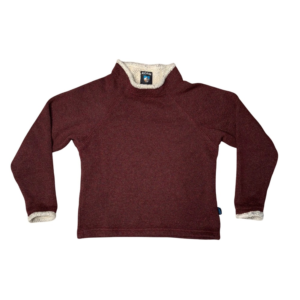Kuhl Alfpaca Fleece Pullover Kids Medium Burgundy Red Excellent Sherpa Trim
